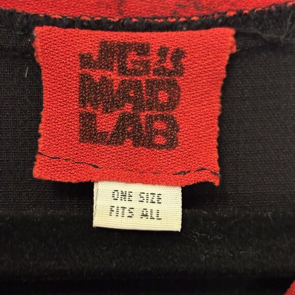 JG's Mad Lab Vintage Black Button-Up Tunic With Red Accents & Floral Design - Picture 2 of 10